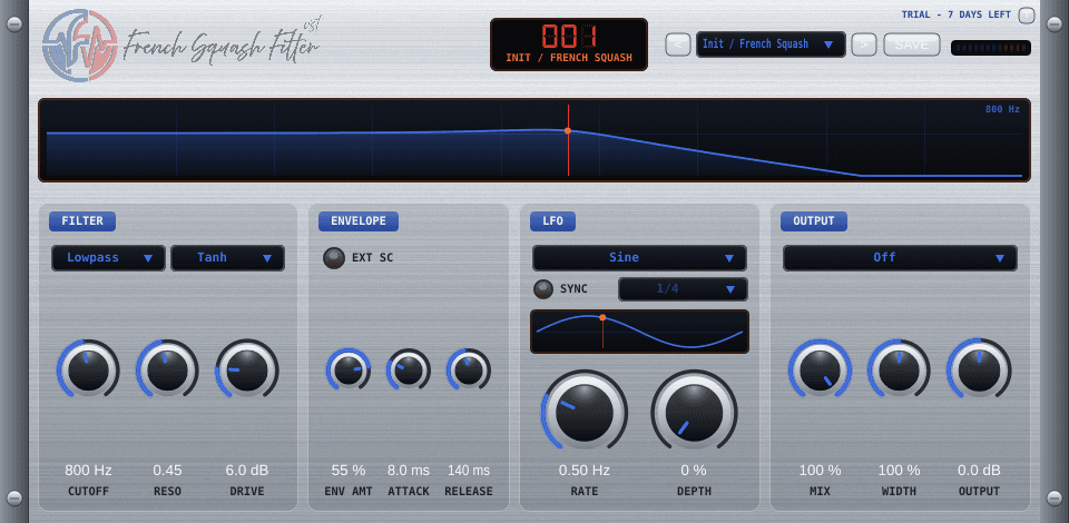 French Squash Filter — interfaccia